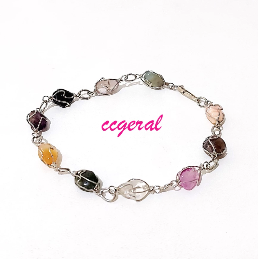 Pulseira Pedras Naturais Coloridos Delicada