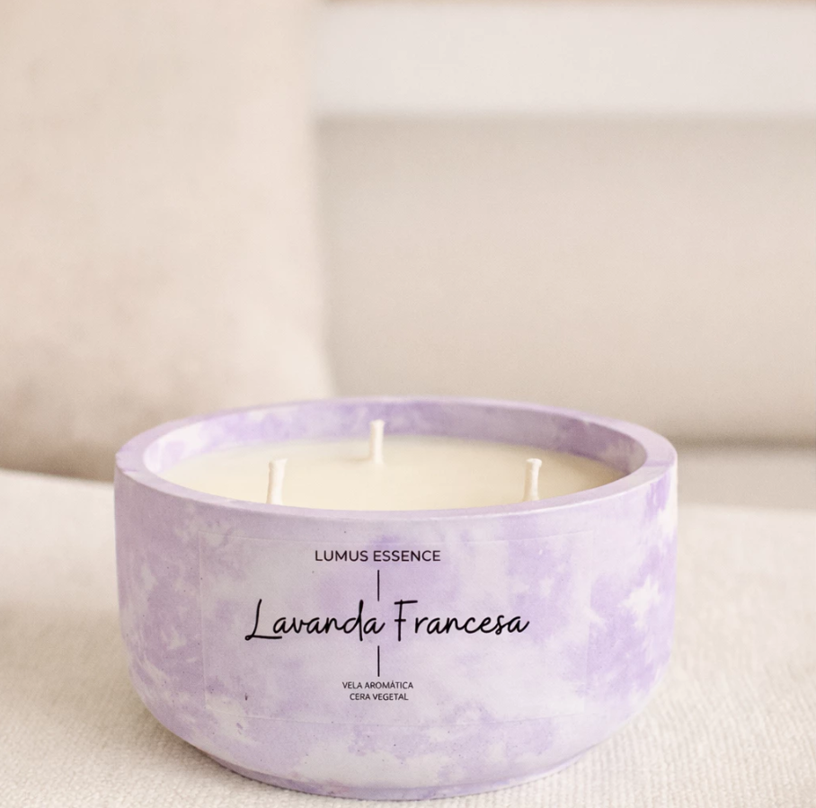 Vela Aromática Lavanda Frasco em Gesso 200g