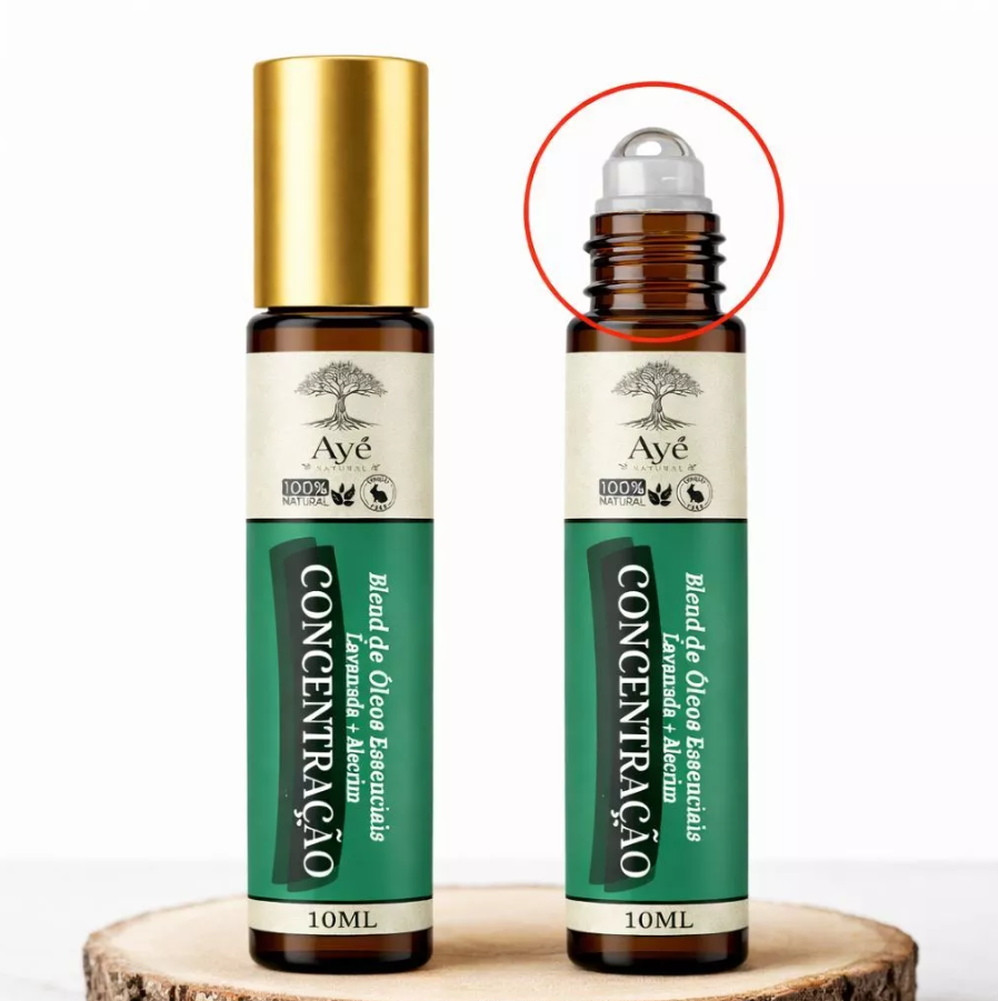 Blend Roll-On Concentração Lavanda + Alecrim Foco e Clareza Mental