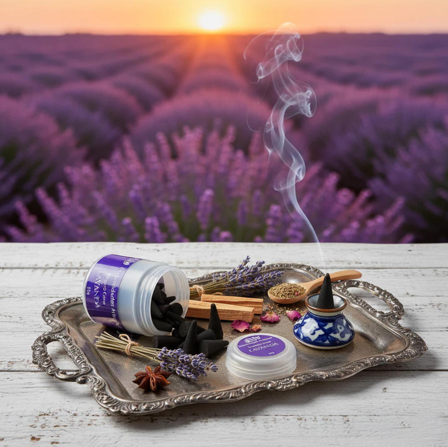 Pote com 30 Incensos Cone LAVANDA