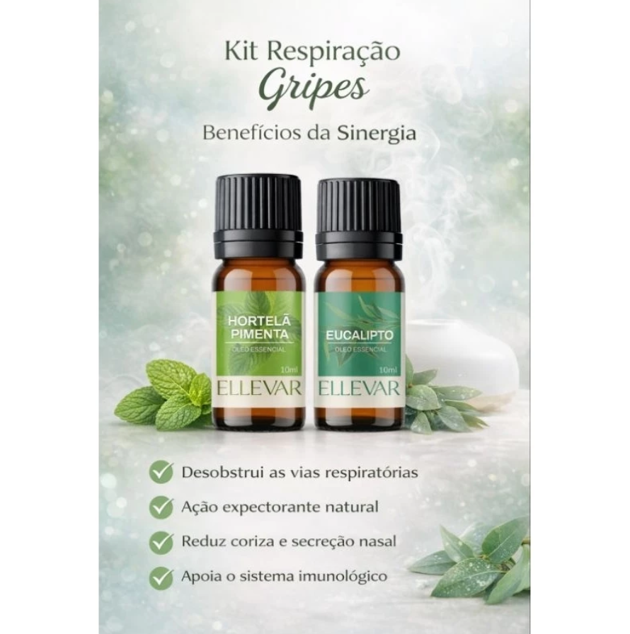 Kit Óleo Essencial Respiração Gripe 10ml cada 100% Puros