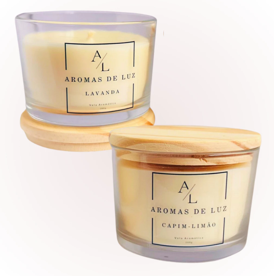 2 Velas Aromáticas Lavanda e Capim Limão 100% Vegana
