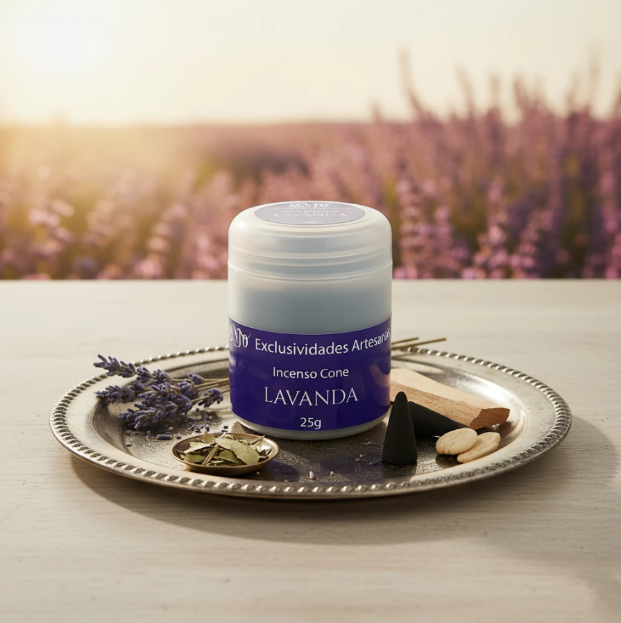 Pote com 30 Incensos Cone LAVANDA