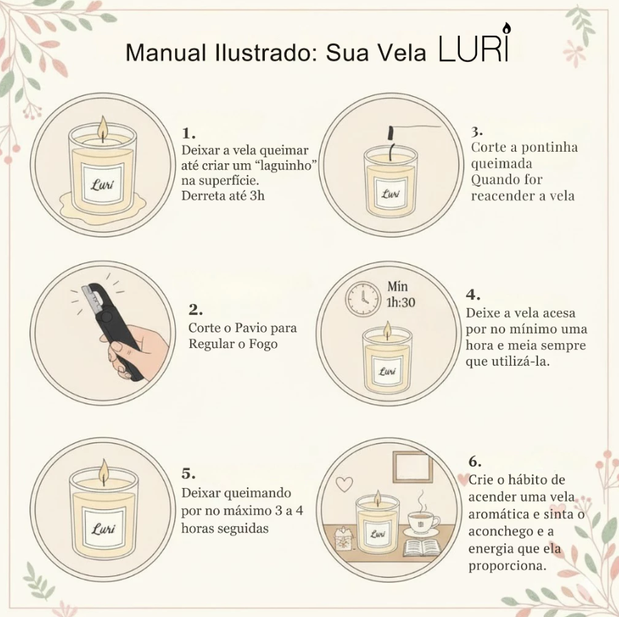 Vela Aromática Baunilha 120g Aroma Intenso Relaxante LURI