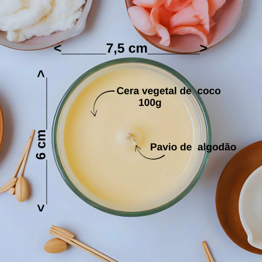 2 Velas Aromáticas Lavanda e Capim Limão 100% Vegana
