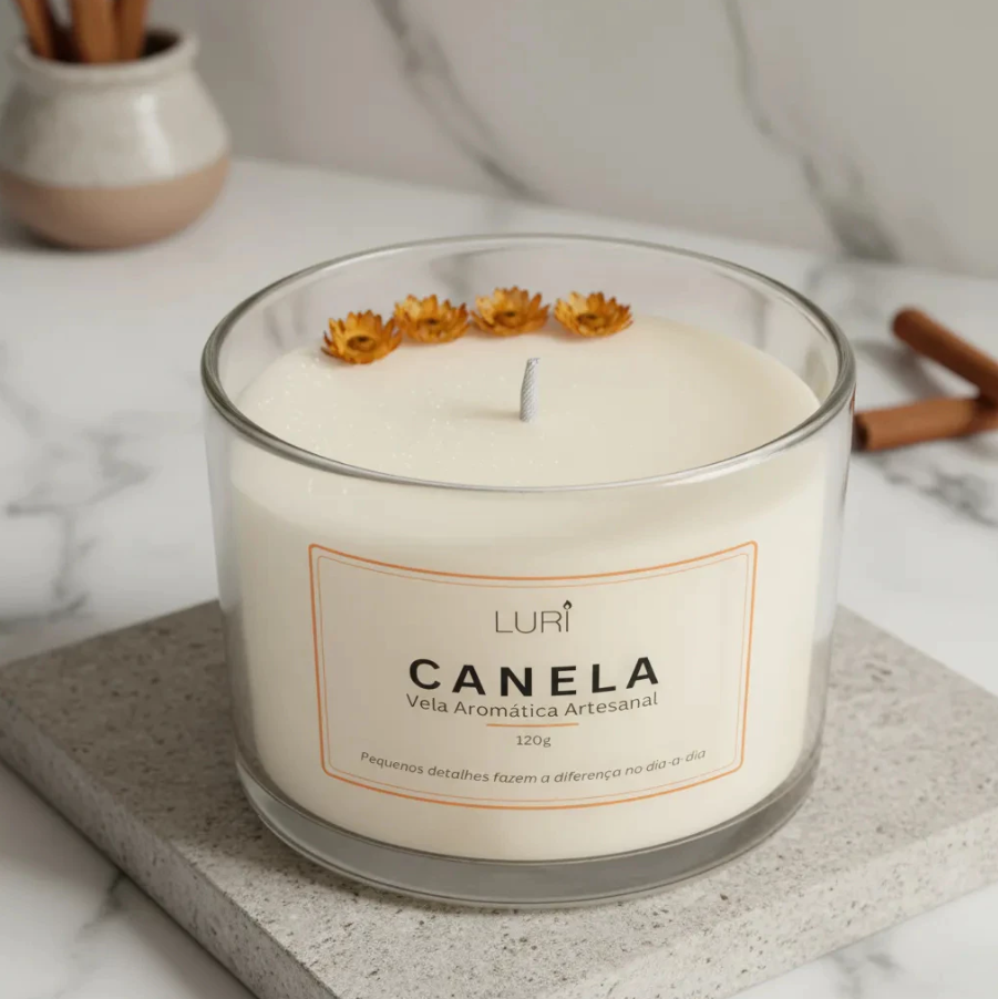 Vela Aromática Canela 120g Aroma Intenso LURI