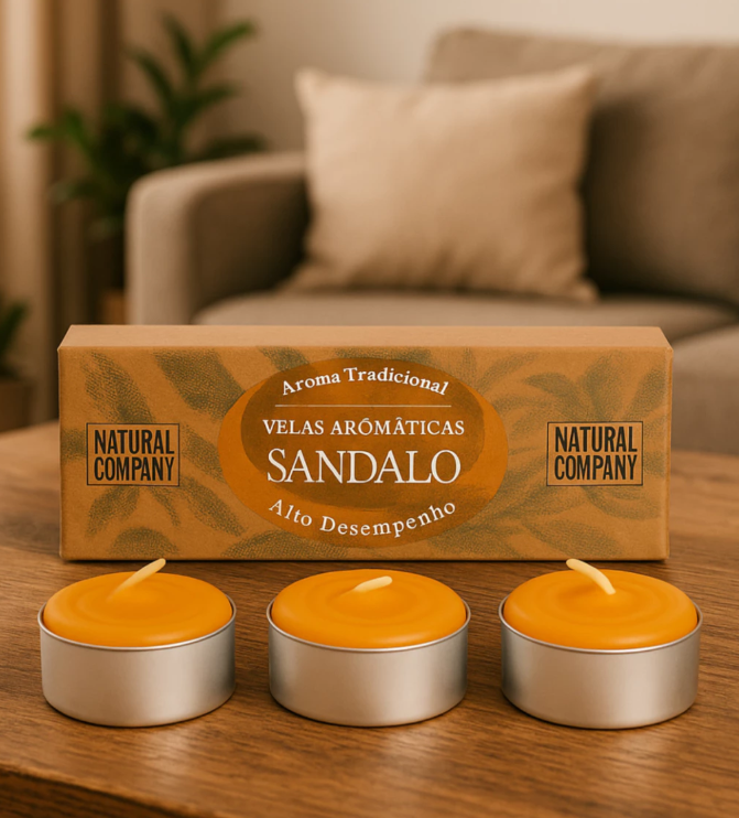 Vela Aromática Sândalo c/ 3 unids. 20g