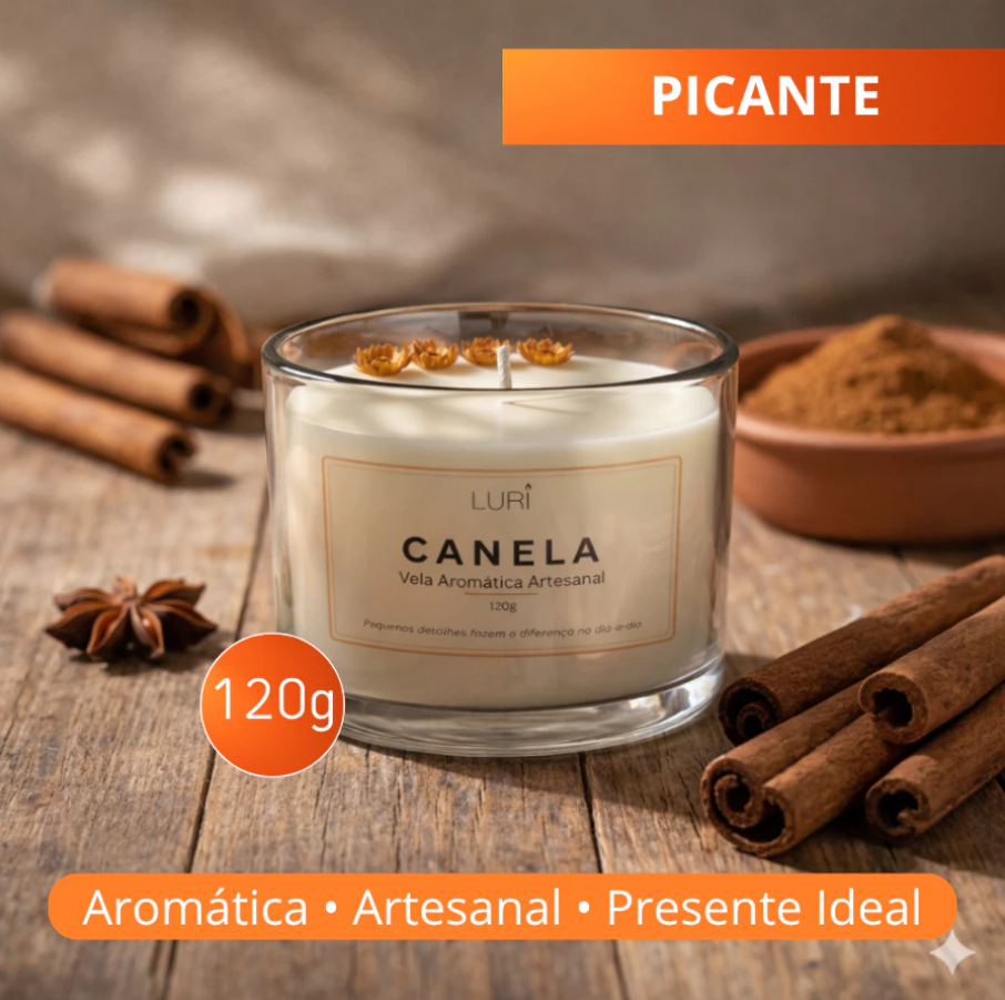 Vela Aromática Canela 120g Aroma Intenso LURI