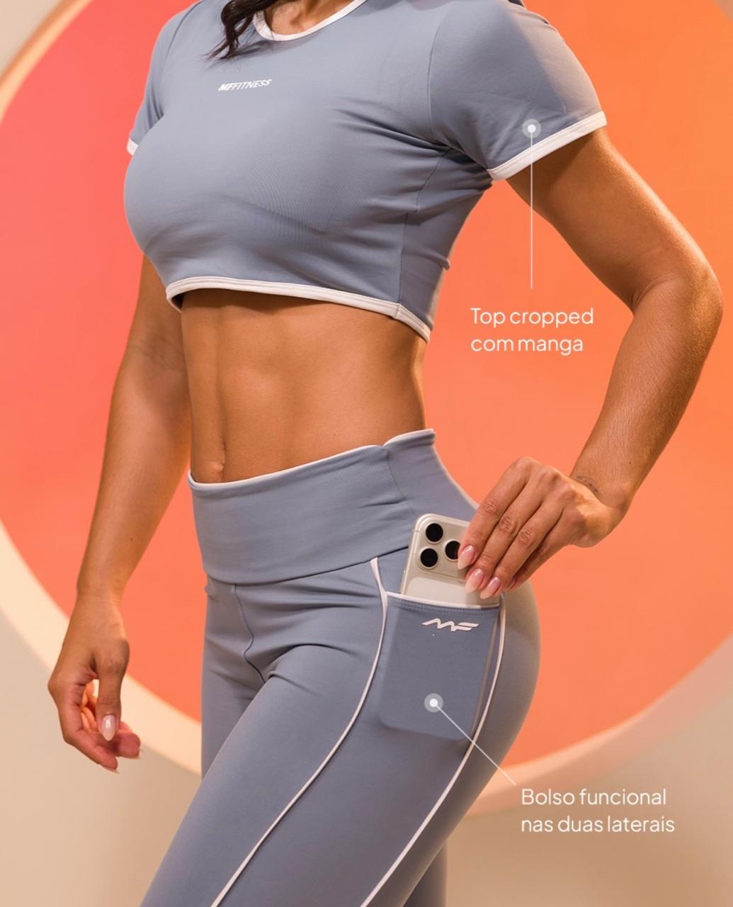 Conjunto Fitness Feminino Cinza