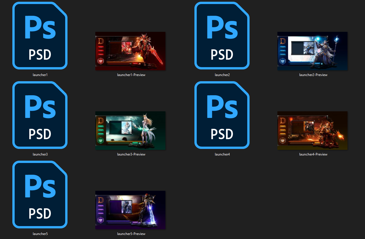 Multi-Design Launcher Pack — Full PSD Source Files