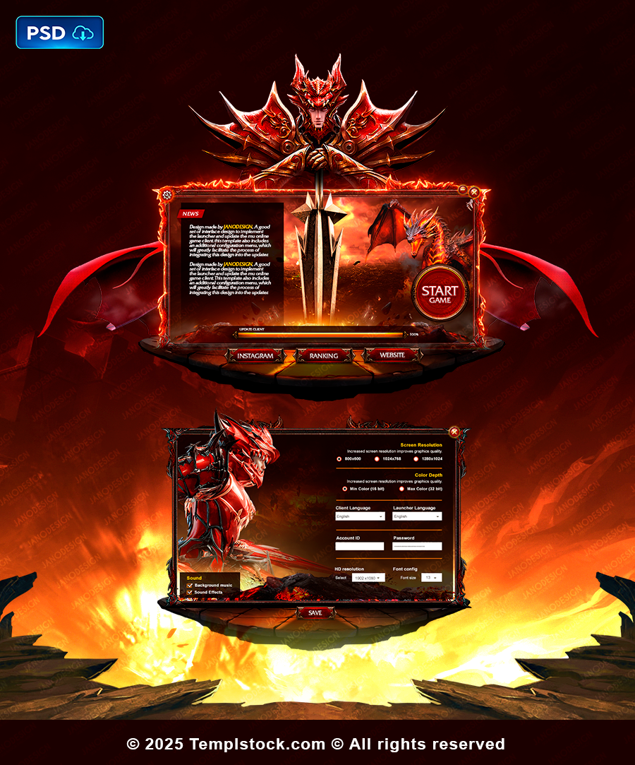 Master Dark Knight Launcher UI PSD Template