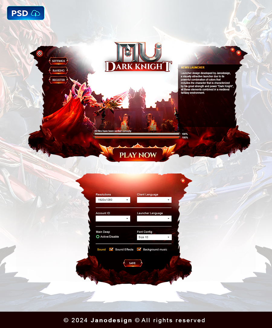 Dark Knight Launcher UI PSD Template v2