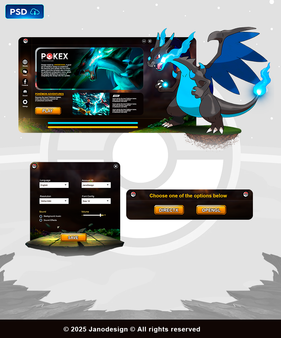 Pokex Game UI Template PSD