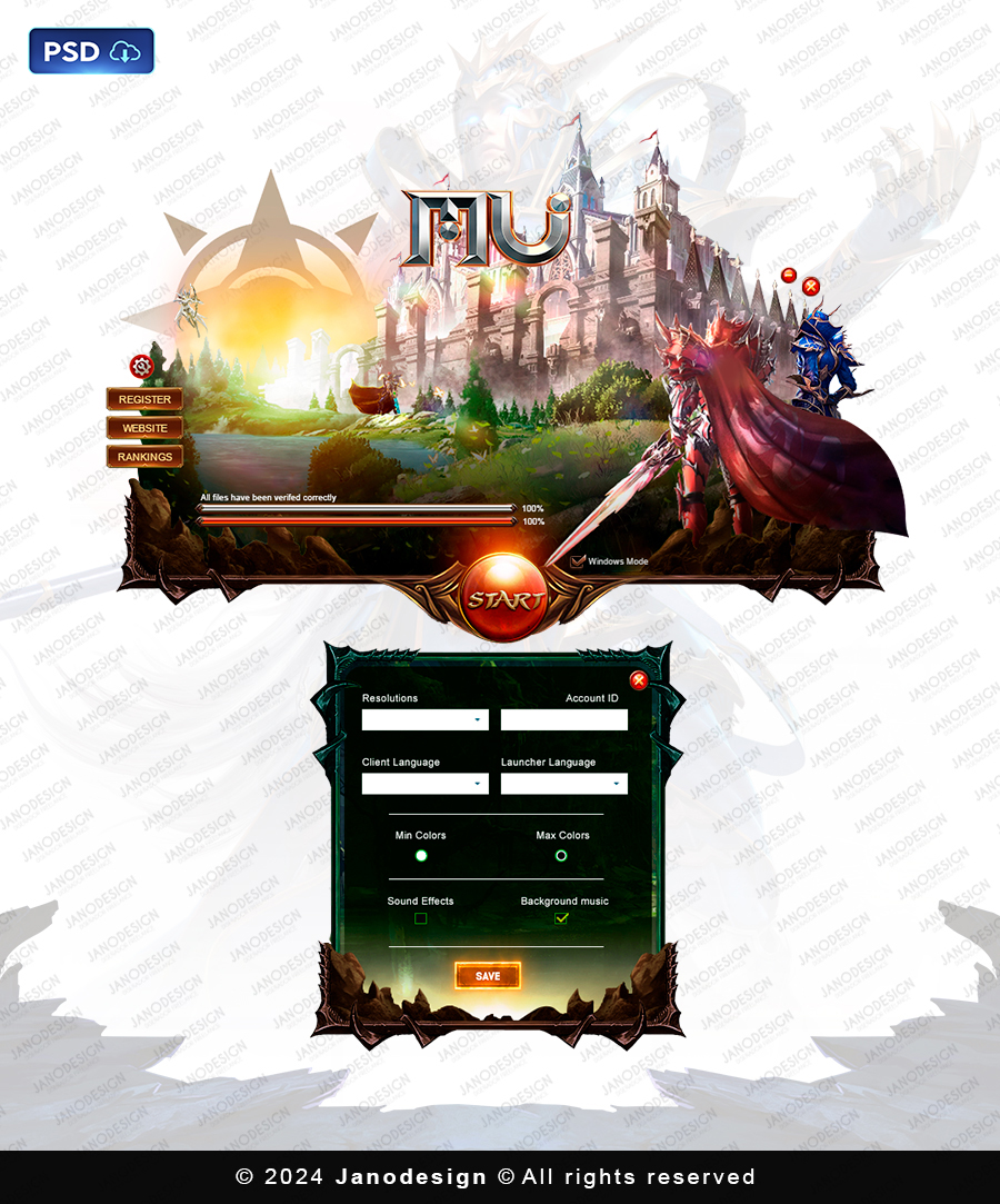 Dark Knight Launcher UI PSD Template