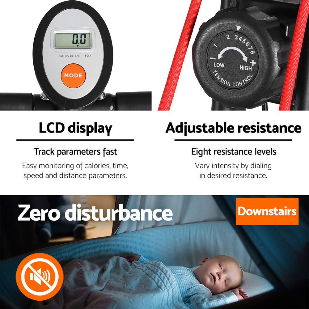 Everfit Folding Exercise Bike Magnetic X-Bike Indoor Cycling Resistance Rope 