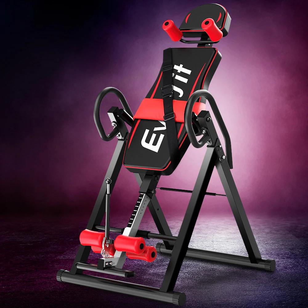 Everfit Inversion Table Gravity Exercise Inverter Back Stretcher Home Gym Red 