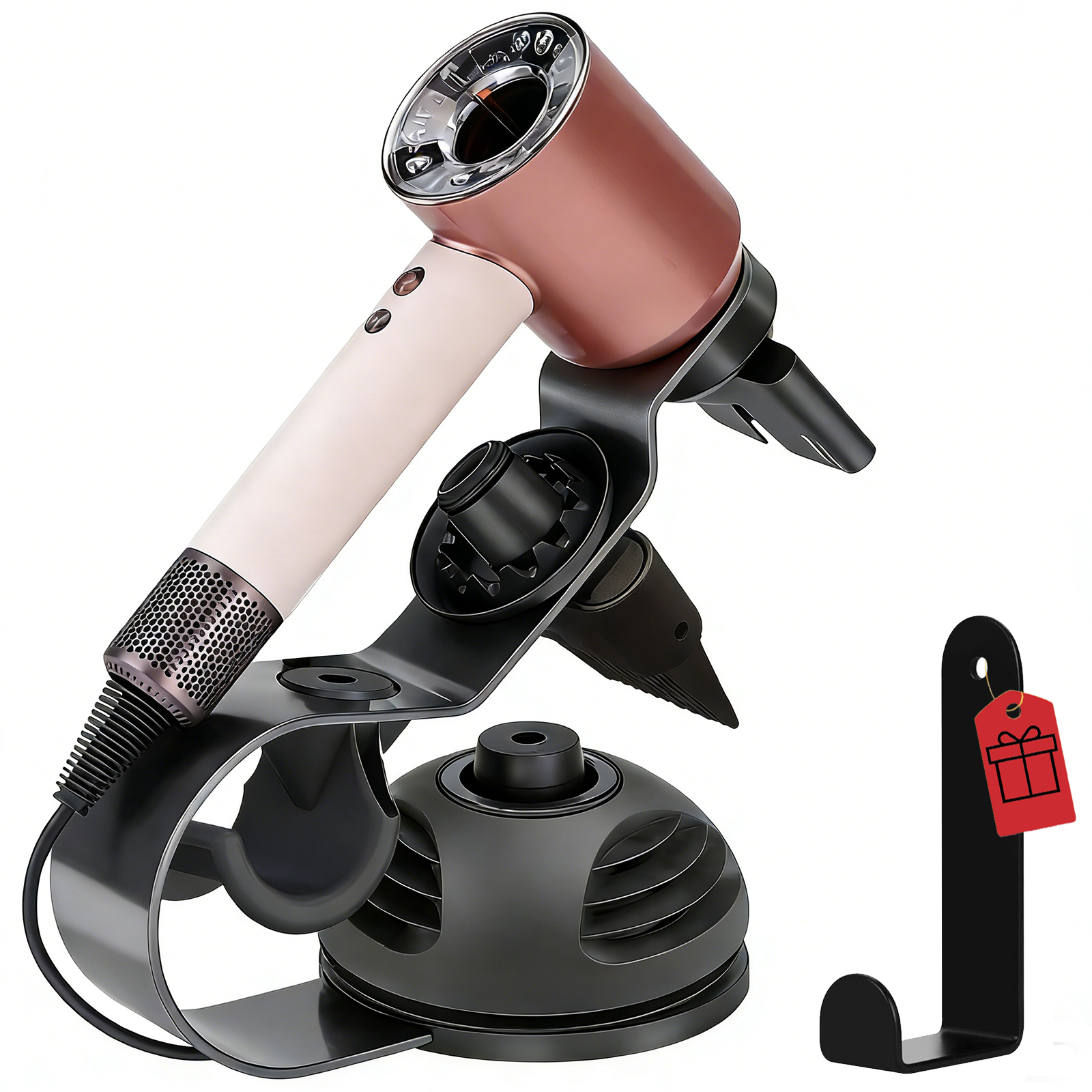 Lasvea Hair Dryer Holder compatible with Dyson Supersonic Nural Hair Dryer,Pure Cast Iron Magnetic Stand Holder with Power Plug Cable Organizer