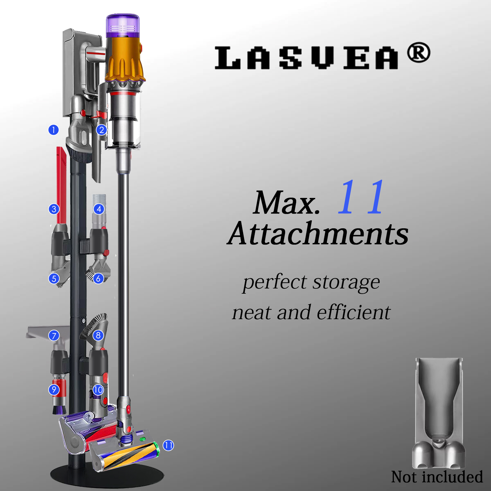 Lasvea Vacuum Stand Compatible with V7 V8 V9 V10 V11 V15 Gen5(Max.11 Accessories),Metal Storage-Bracket-Holder-Stand-Organizer Easy-Access Storage Docking Station