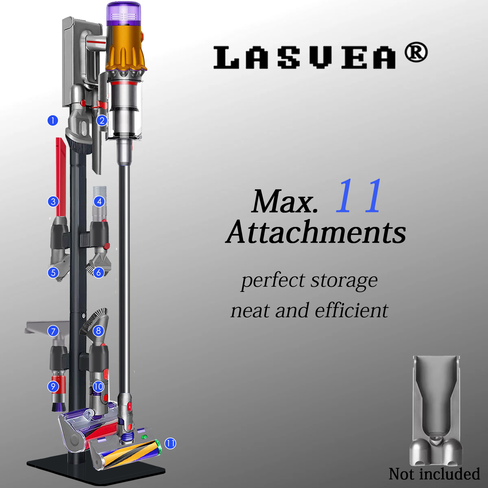 Lasvea Vacuum Stand Compatible with Dyson V7 V8 V9 V10 V11 V15 Gen5(Max.11 Accessories) Square Base