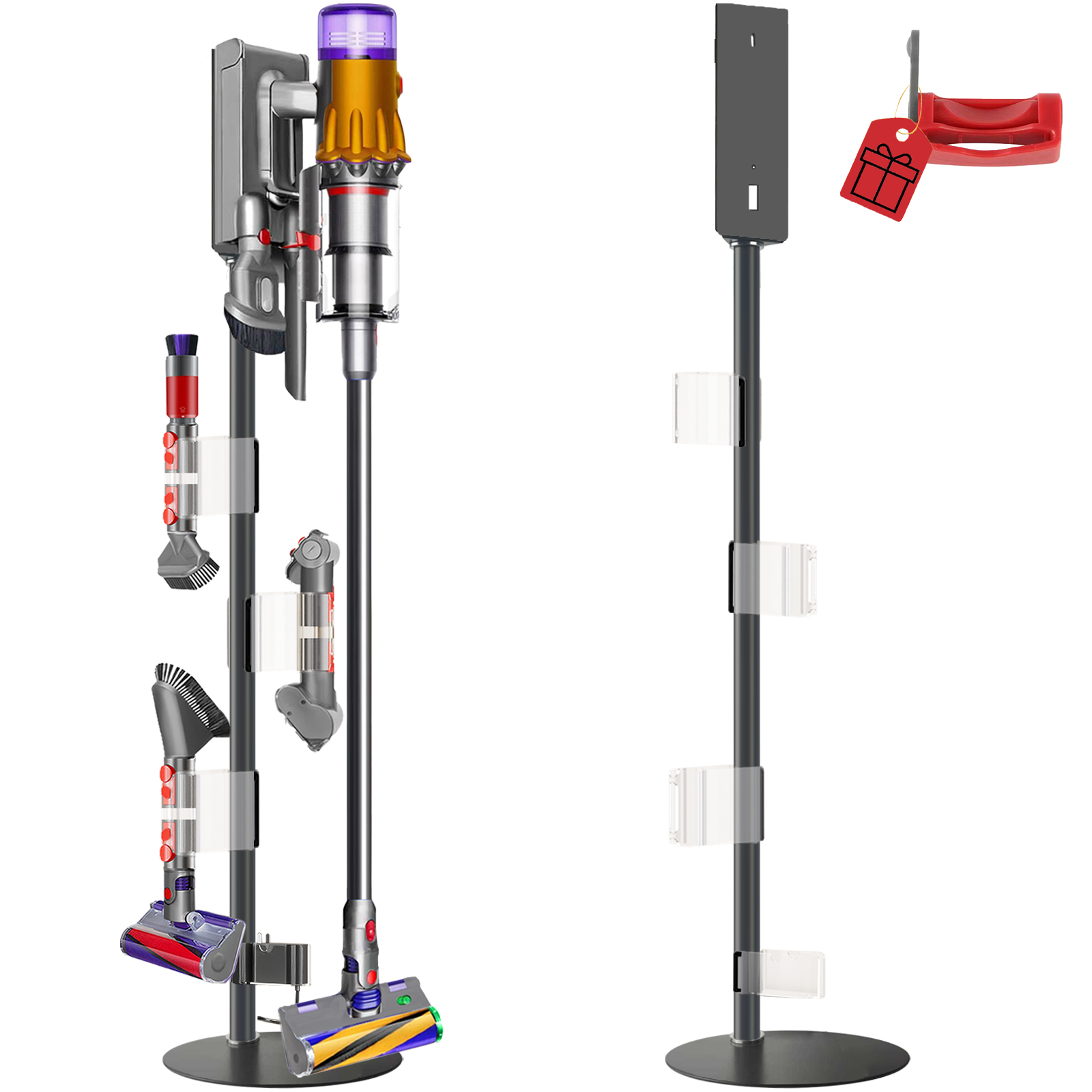 Lasvea Height-Adjustment Vacuum Stand for V7/V8/V9/V10/V11/V12/V15/Gen5,Pure Metal Storage Holder with 4 Secure Clips &Max 9 Accessories