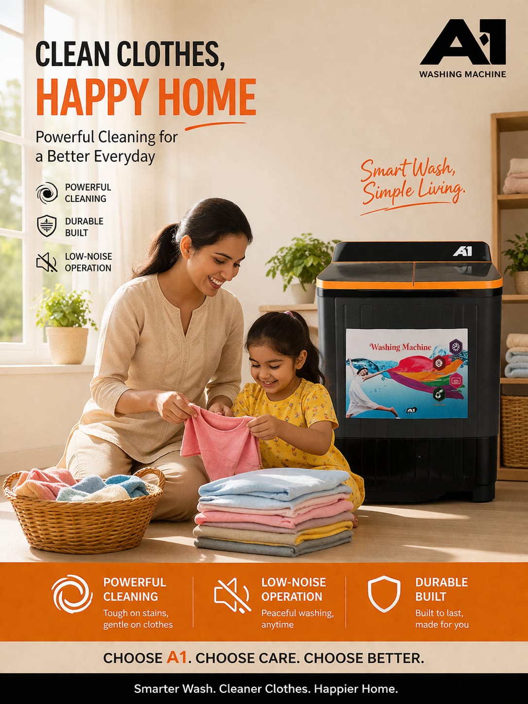 A1 10 kg Semi Automatic Washing Machine