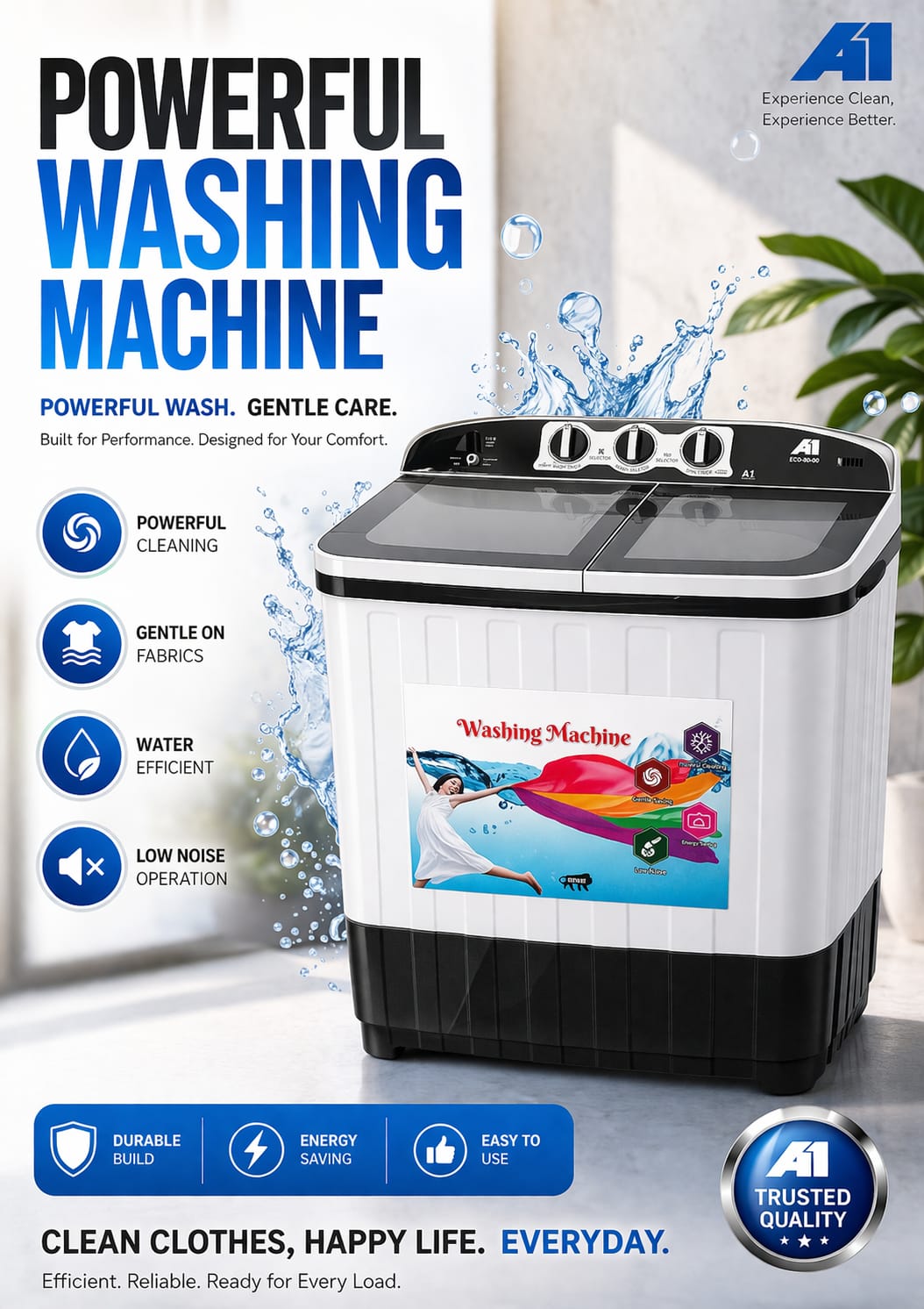 8KG Powerful Washing Machine A1 Brand