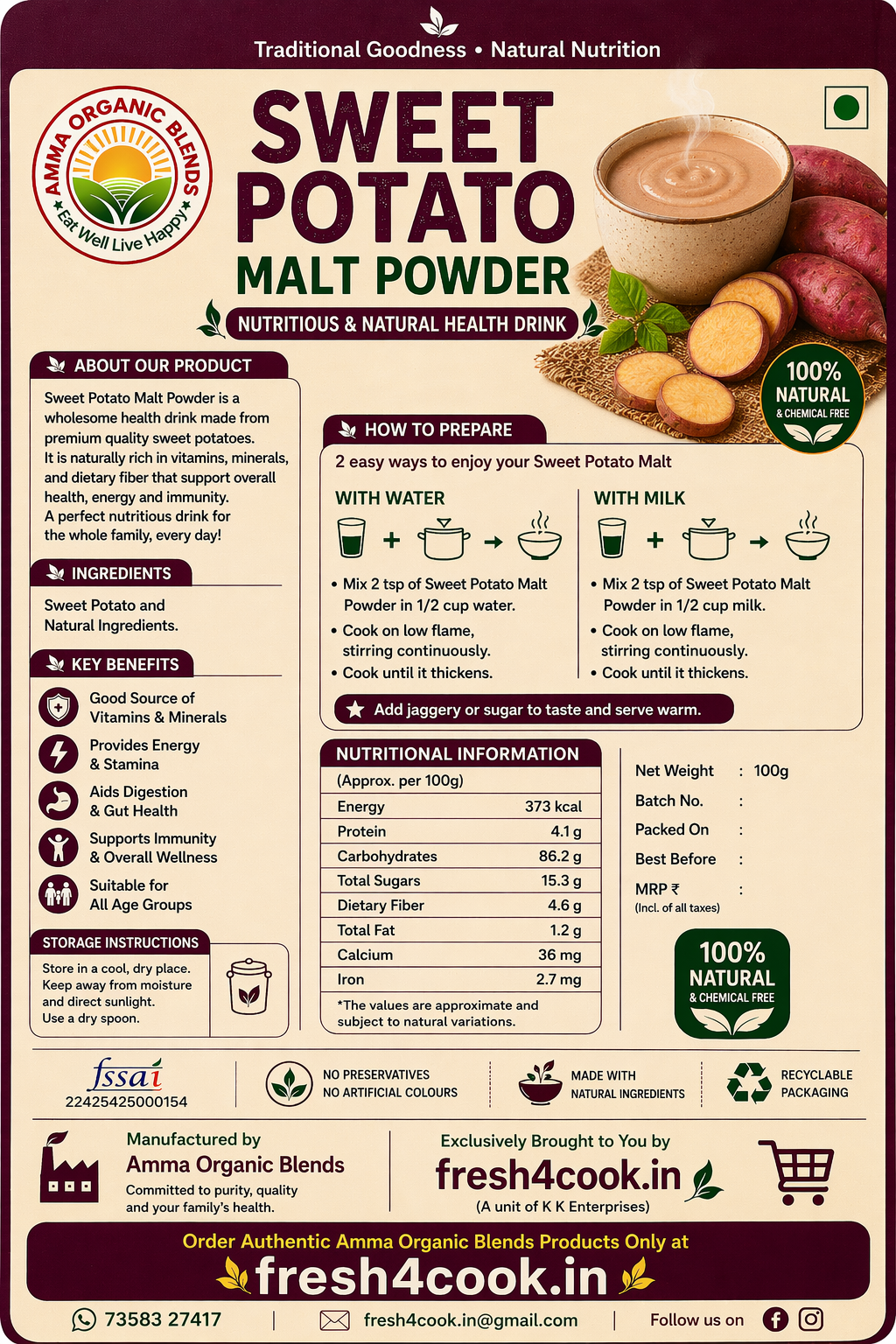 Sweet Potato Malt Powder
