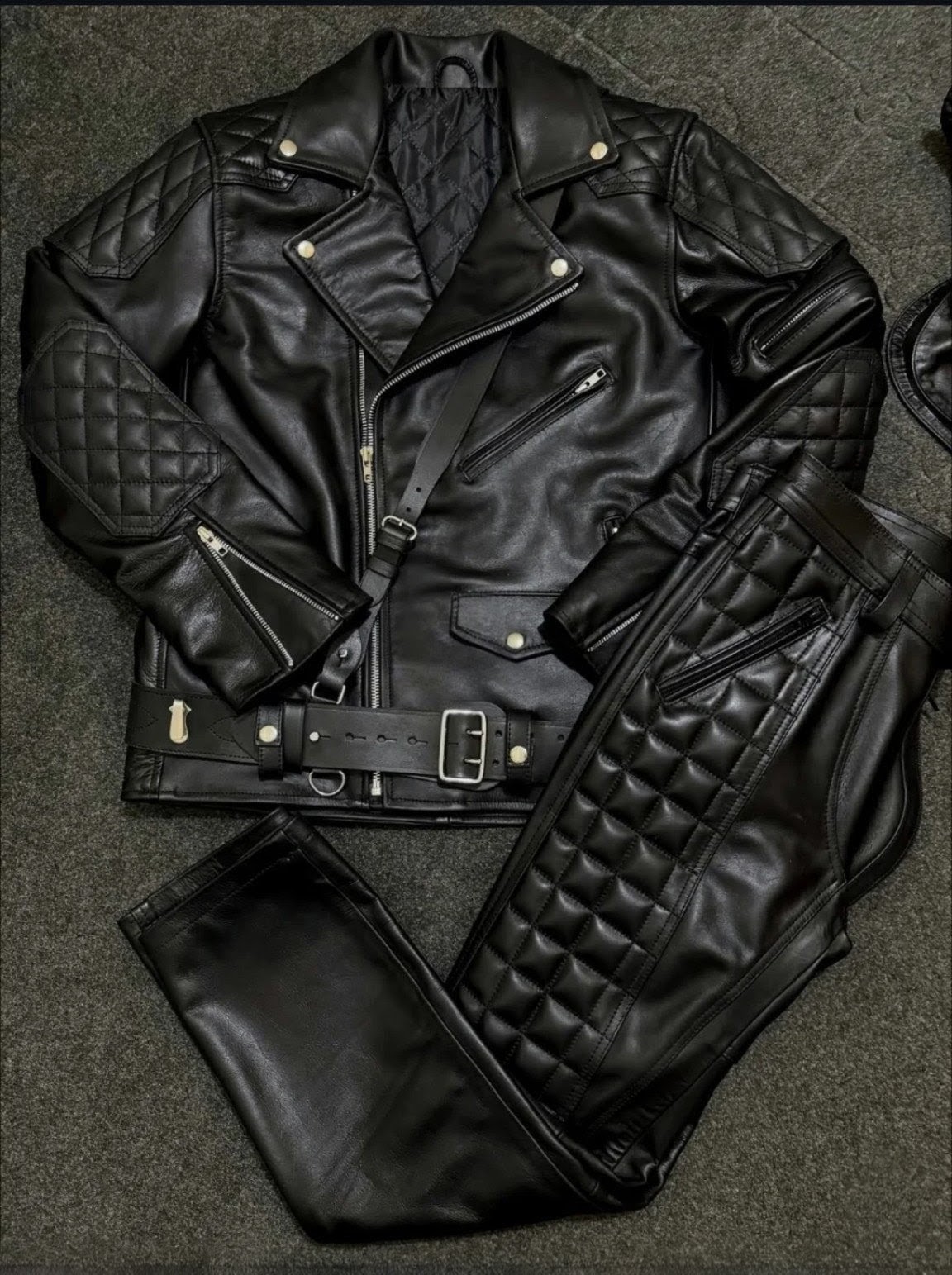Black Biker Leather Suit