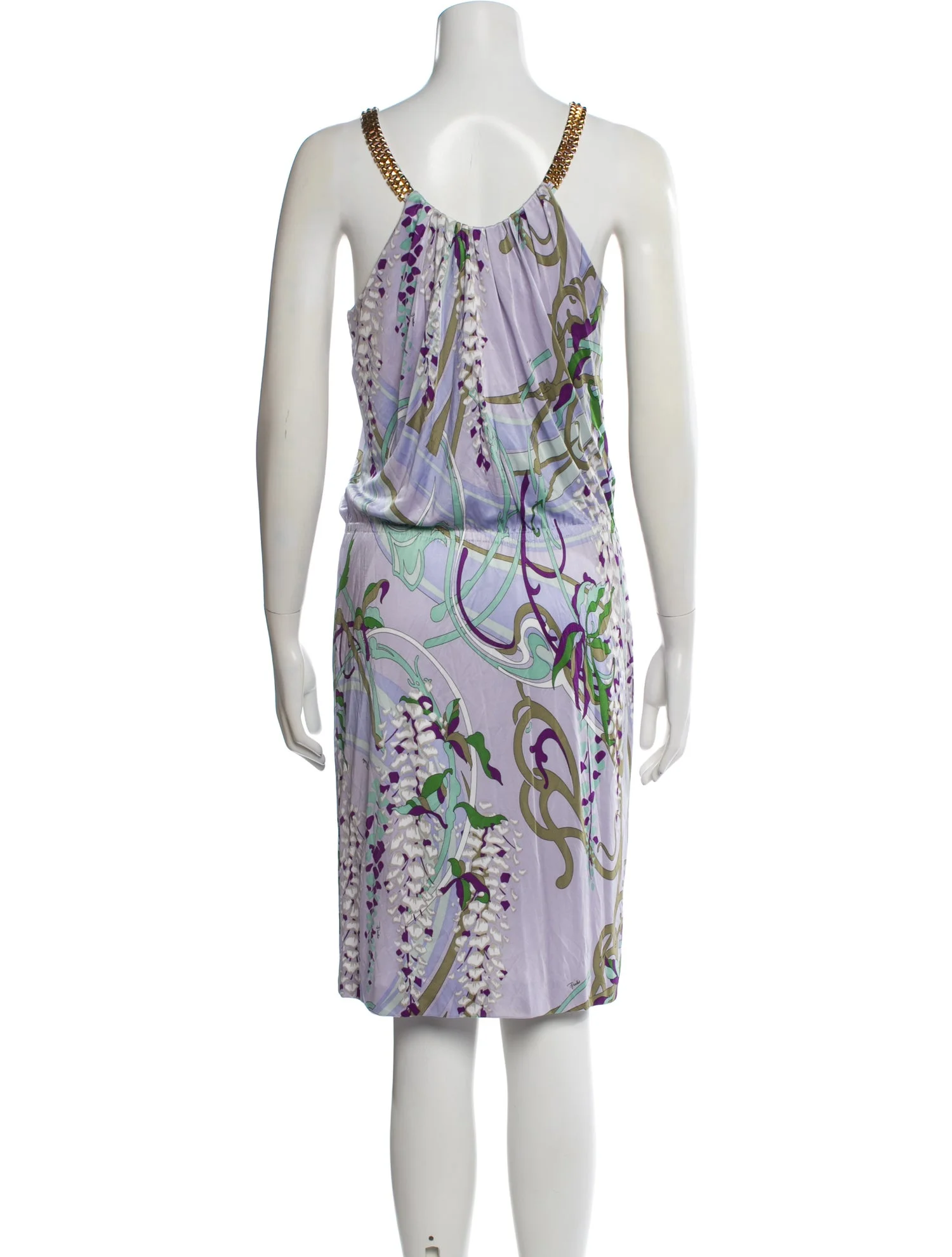 Printed Knee-Length Dress  Purple | Size: L