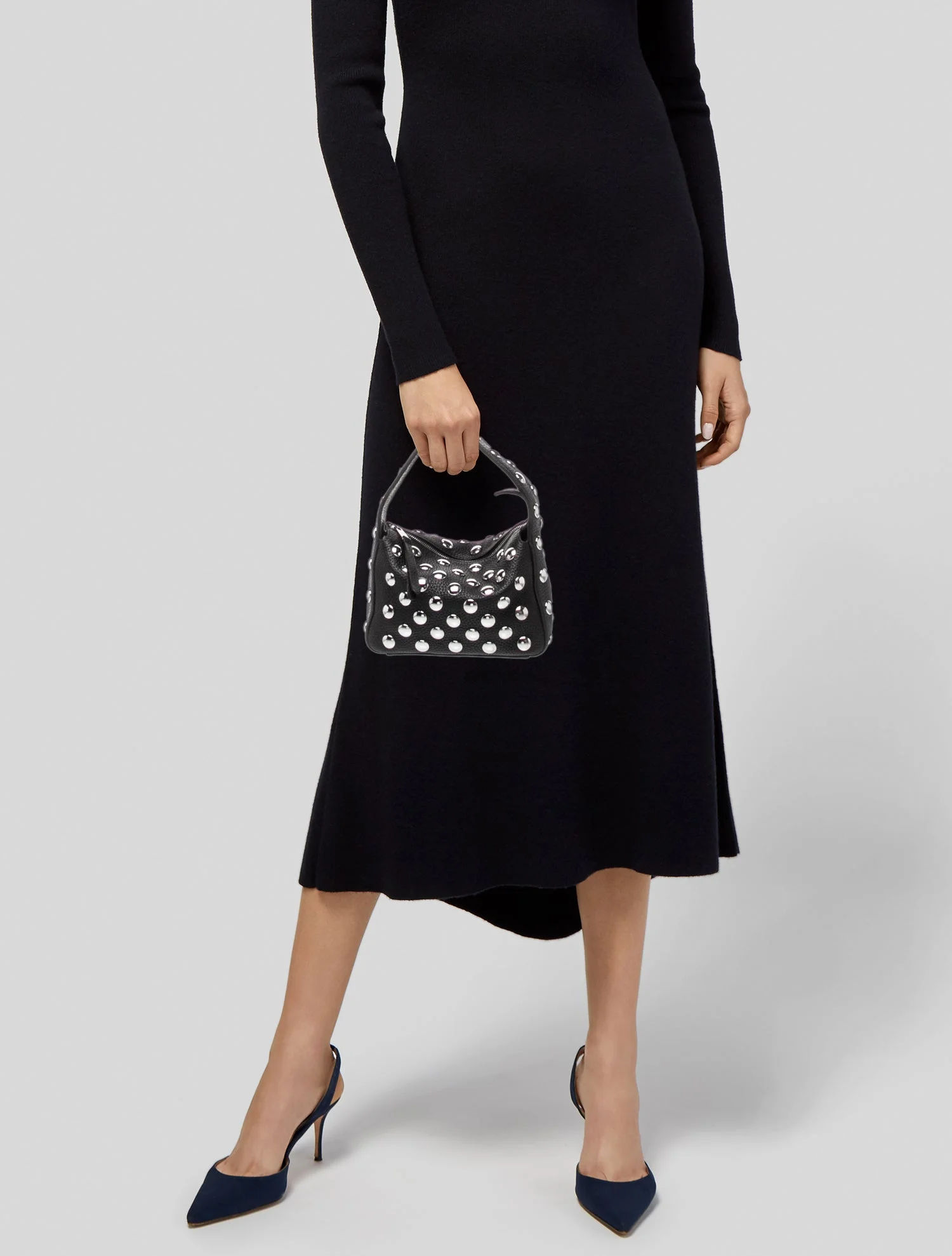 Studded Black Leather Handbag