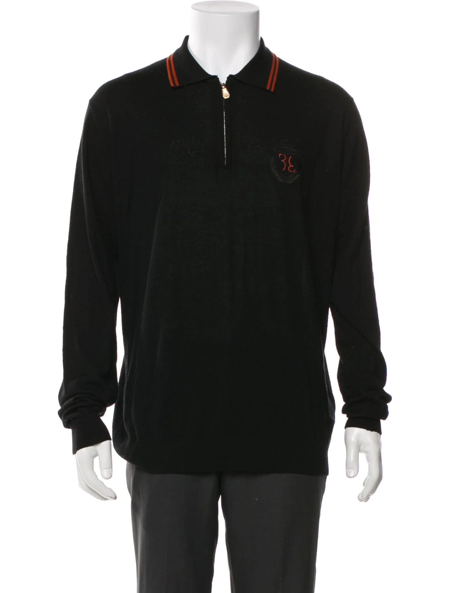 Black Quarter-Zip Polo Sweater