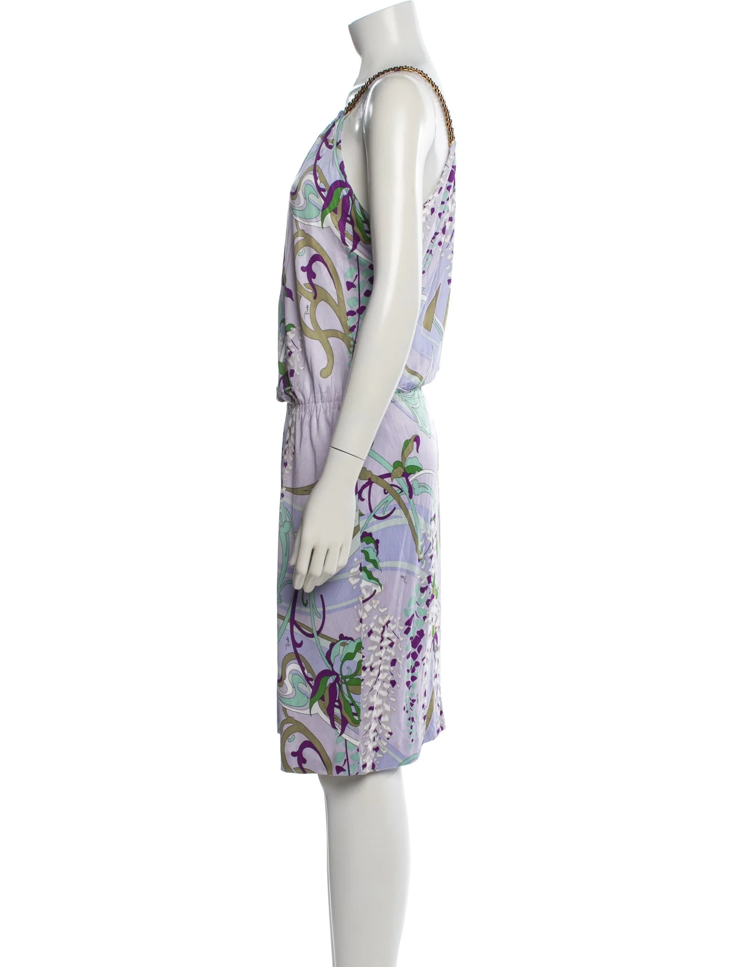 Printed Knee-Length Dress  Purple | Size: L