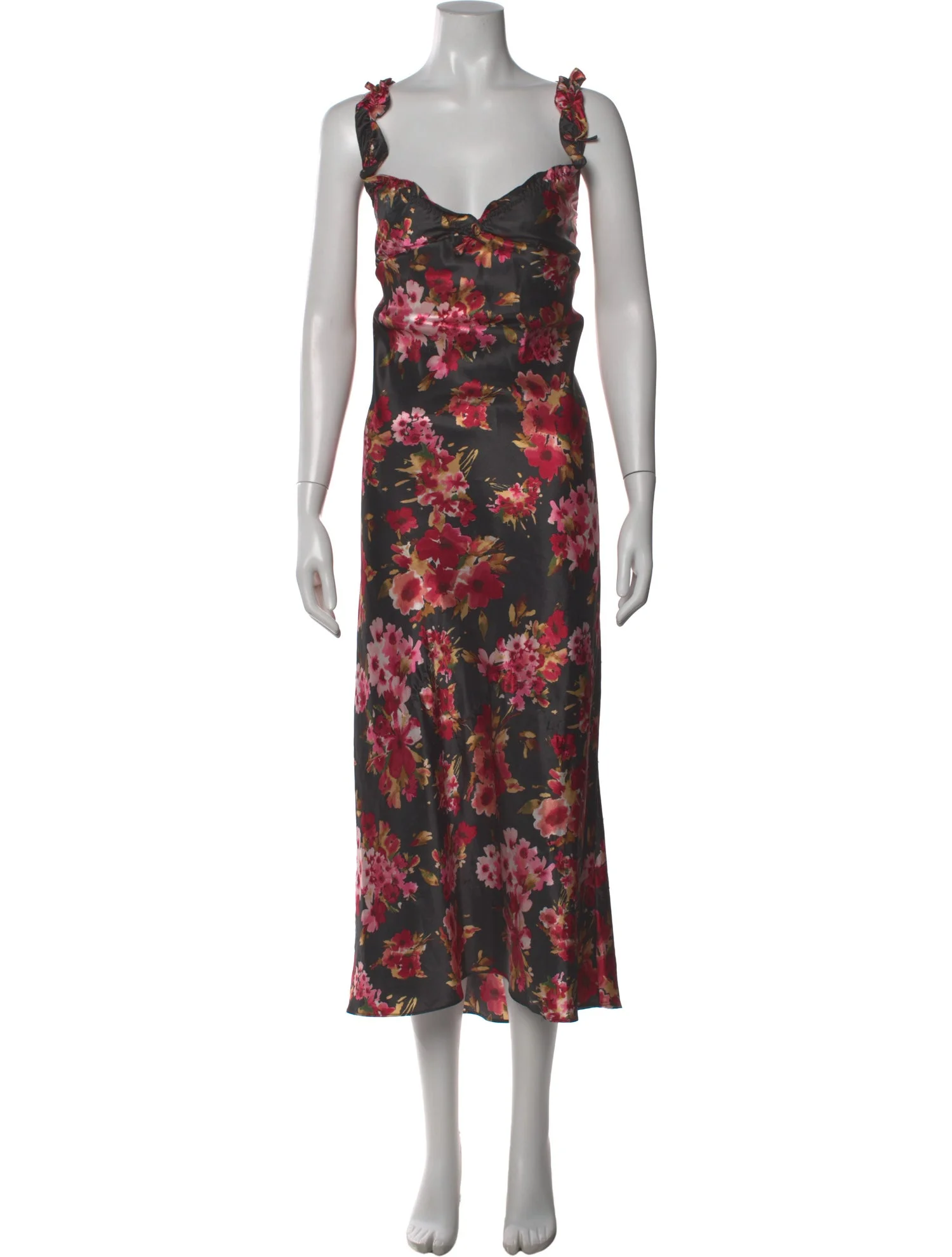 Floral Print Silk Midi Dress