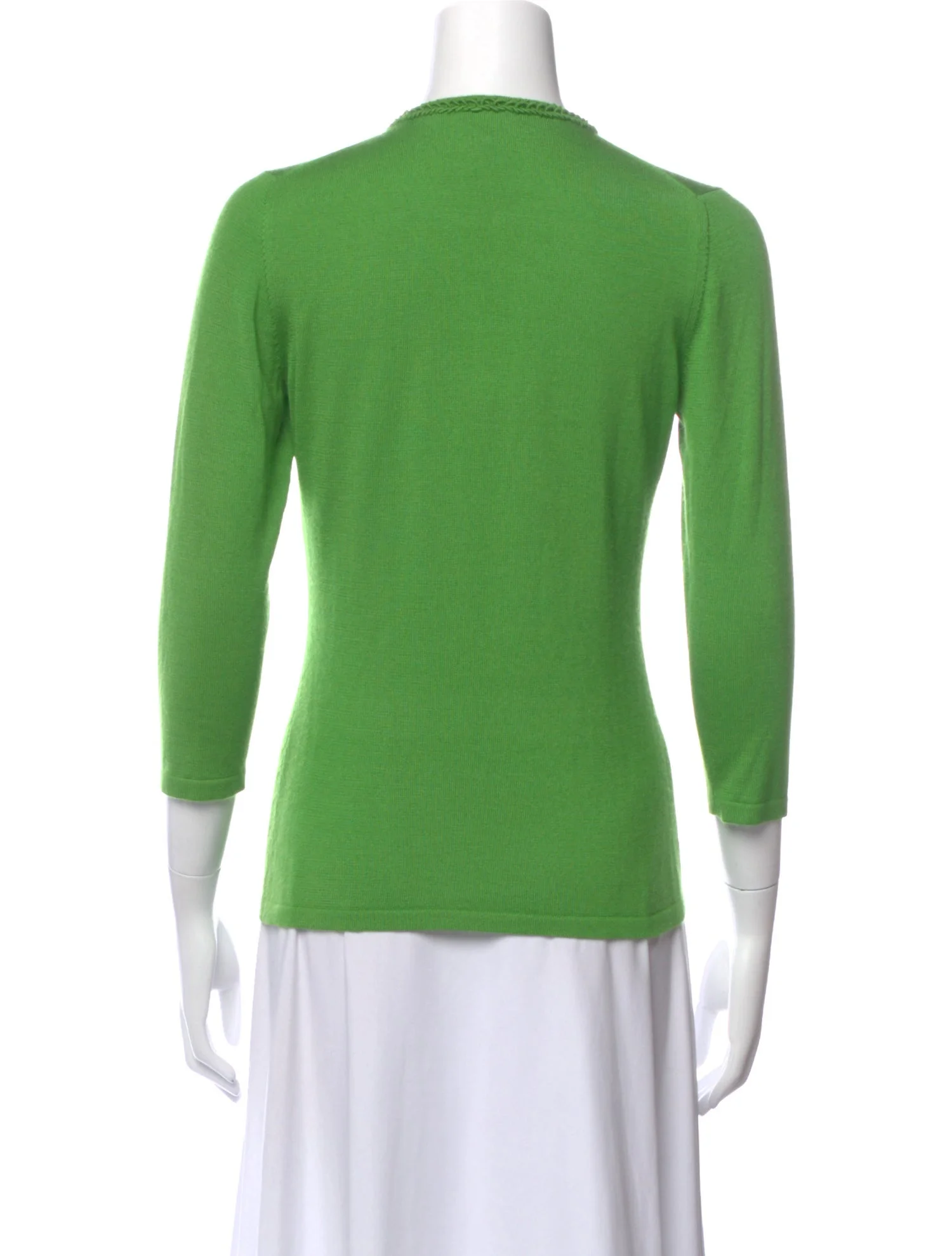 Green Ruffled Front Knit Top