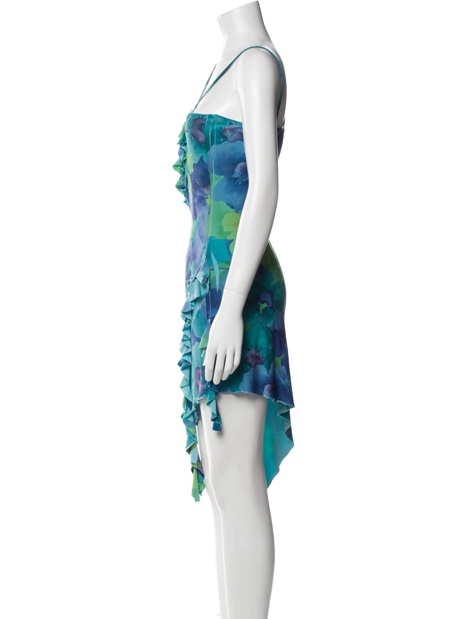 Blue Floral Asymmetrical Dress