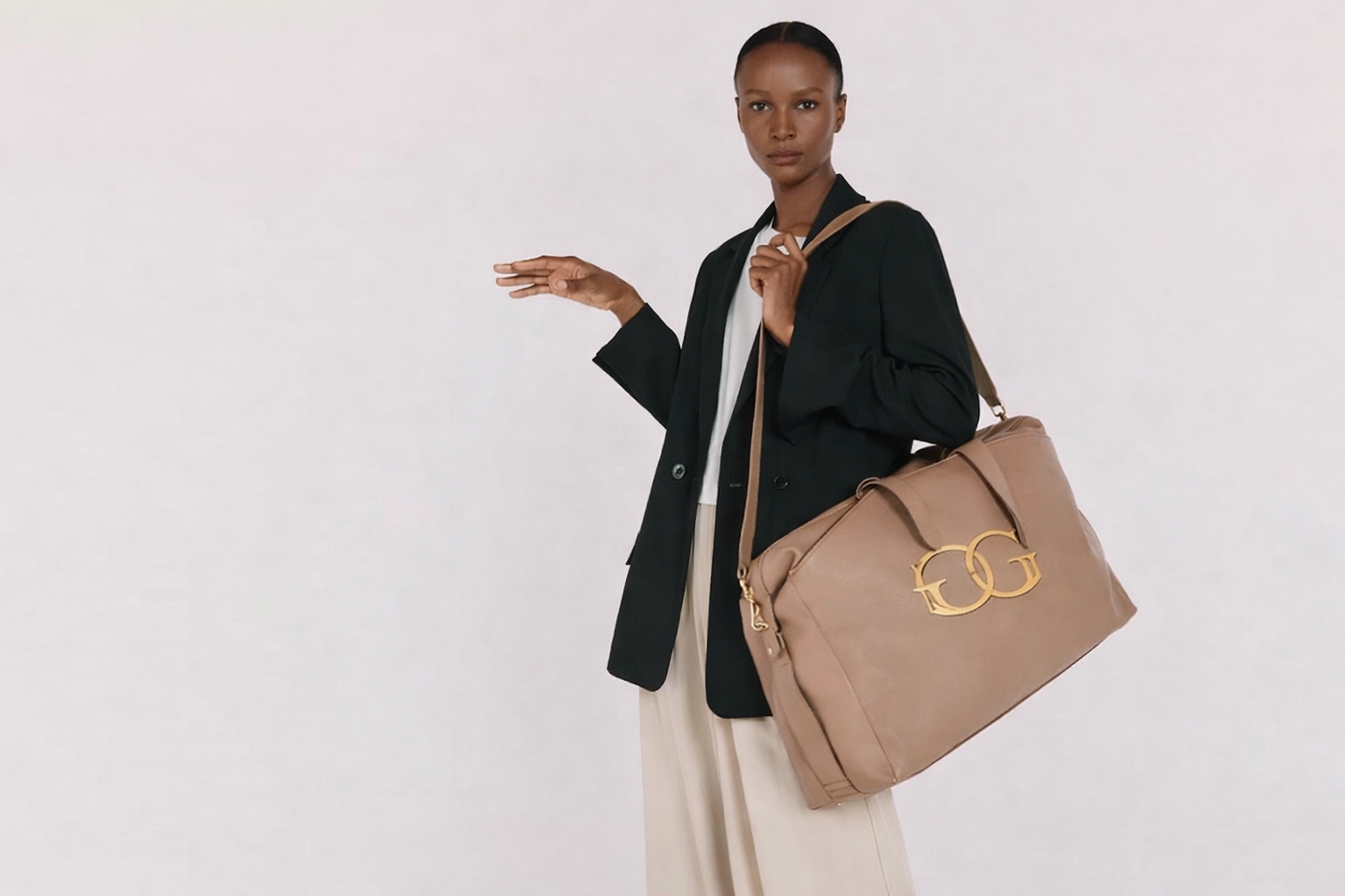 Oversized Taupe Designer Tote Bag