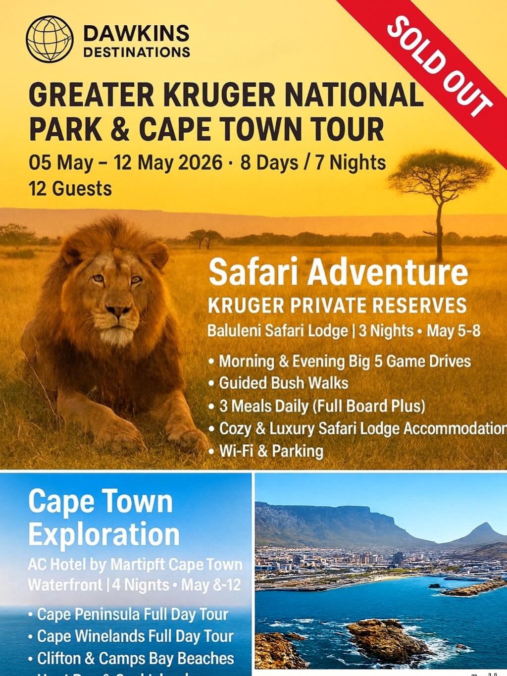 Greater Kruger National Park & Cape Town Tour