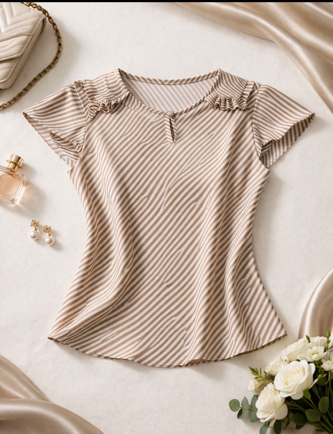 Blusa Feminina Estampada em Crepe – Manga Curta com Detalhe no Decote | Diversas Cores e Estampas