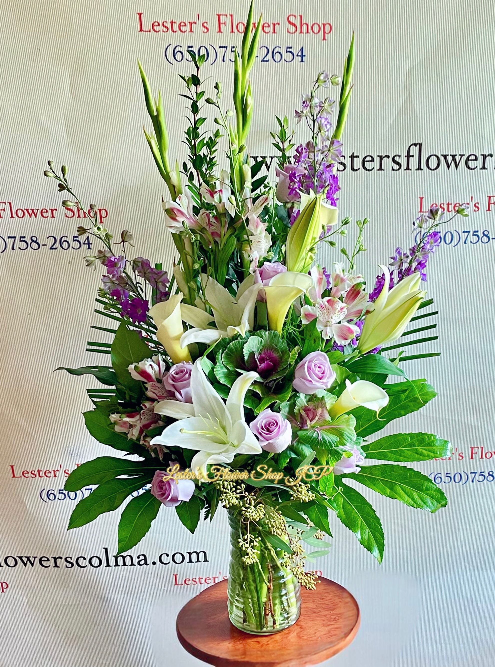 White & Lavender Elegance Vase