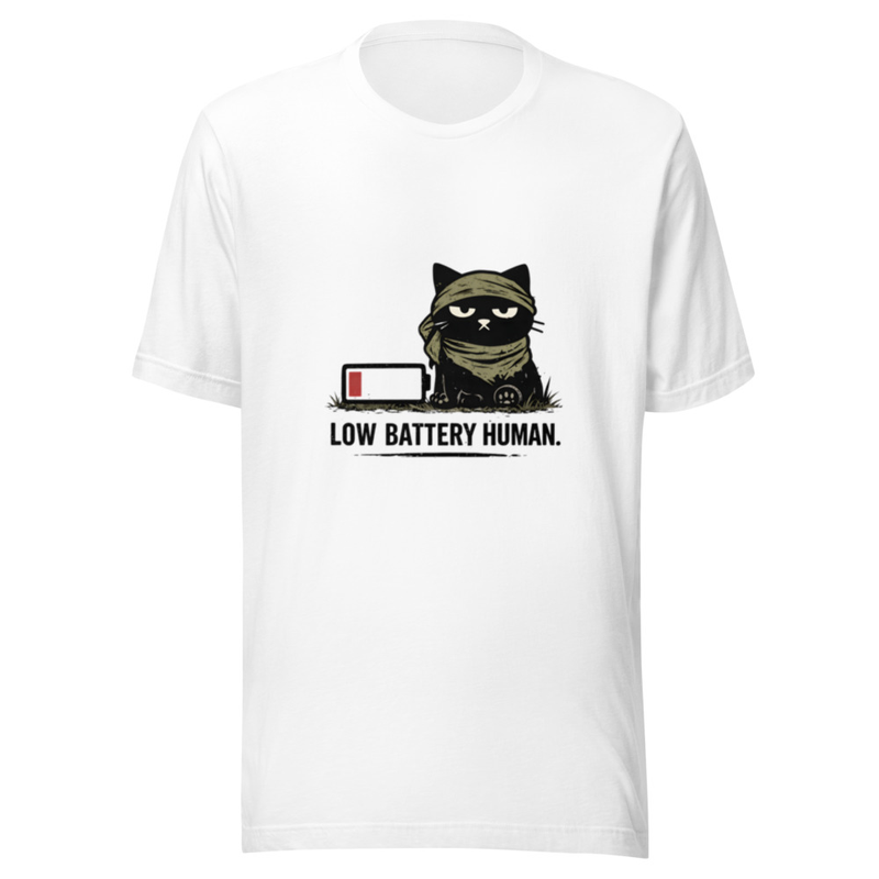 Low Battery Human Cat T-shirt