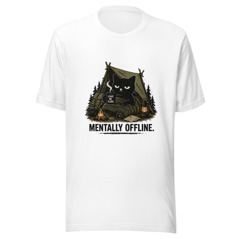 Mentally Offline Cat Camping T-Shirt