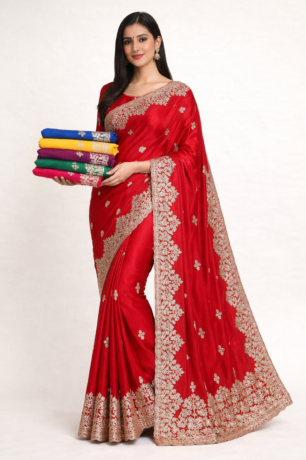 Embroidered fendy silk  Saree