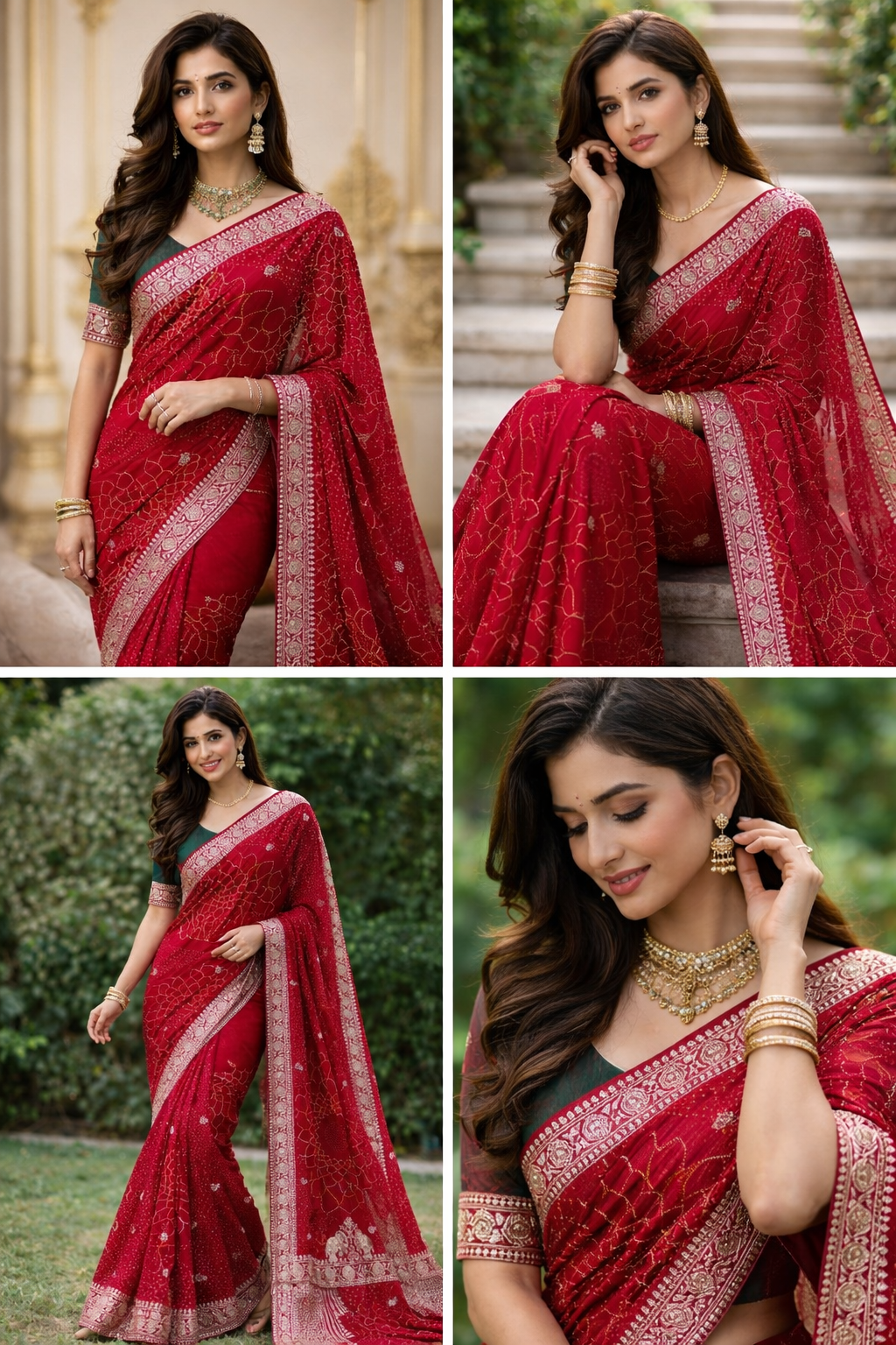 Embroidered Red Silk Saree