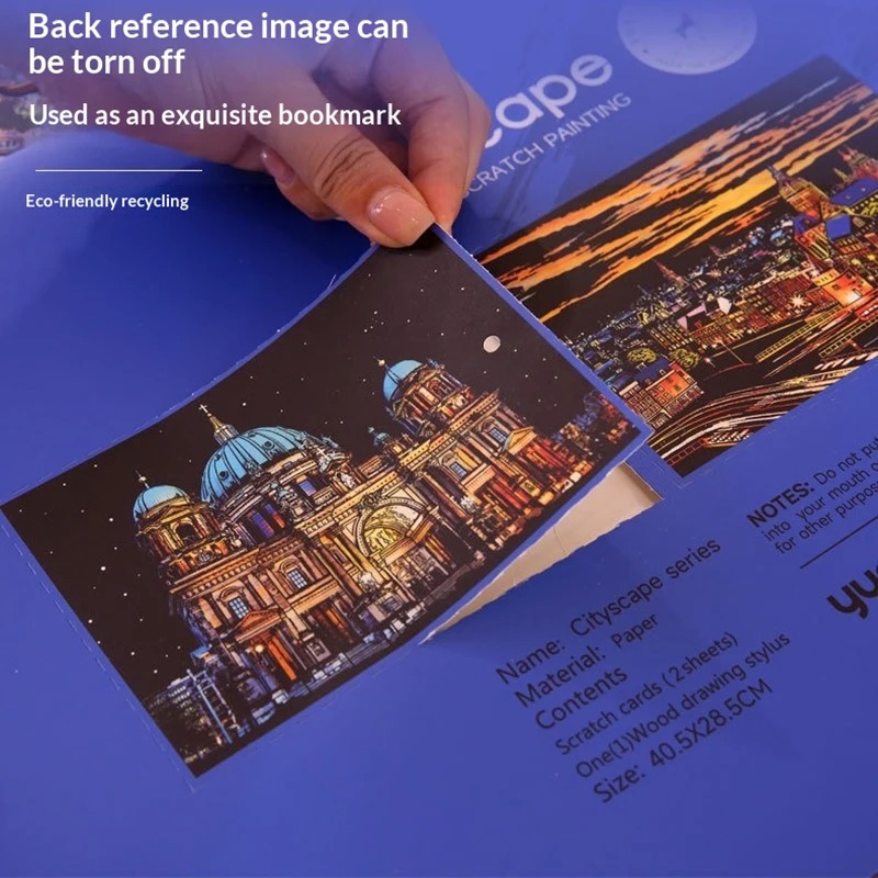 Premium Cityscape Scratch Art Kit (2 Pcs) – Stress-Relief Night Edition