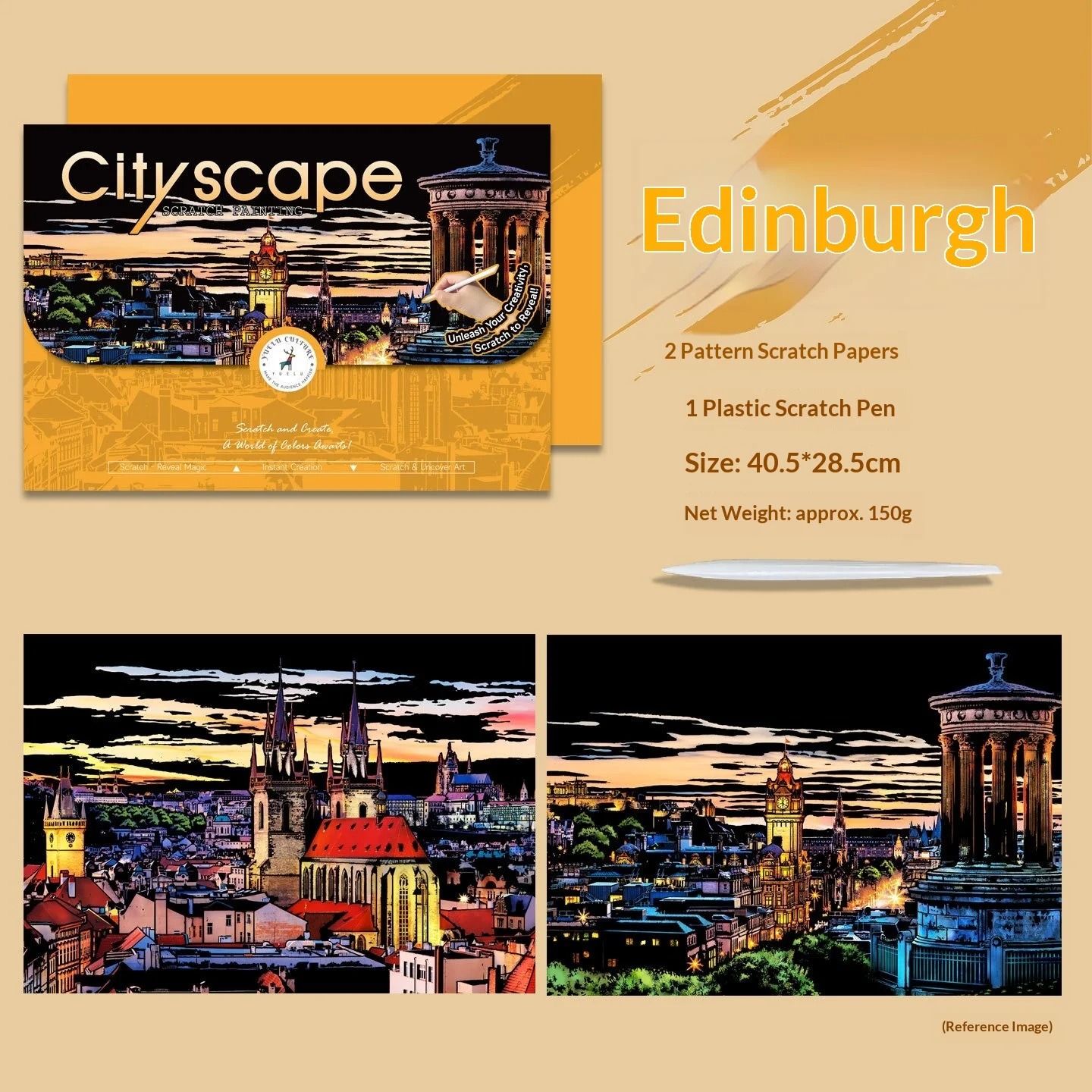 Premium Cityscape Scratch Art Kit (2 Pcs) – Stress-Relief Night Edition