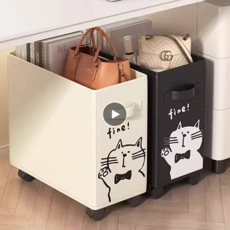 Cat Print Rolling Storage Bins