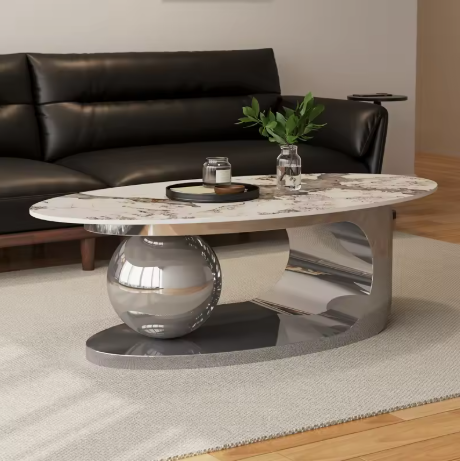 Modern Marble & Chrome Coffee Table