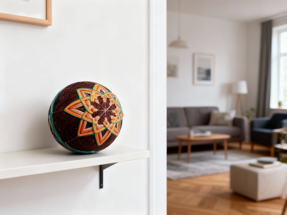 Ręcznie wyszywana kula temari M 8 cm - UGRUNTOWANIE