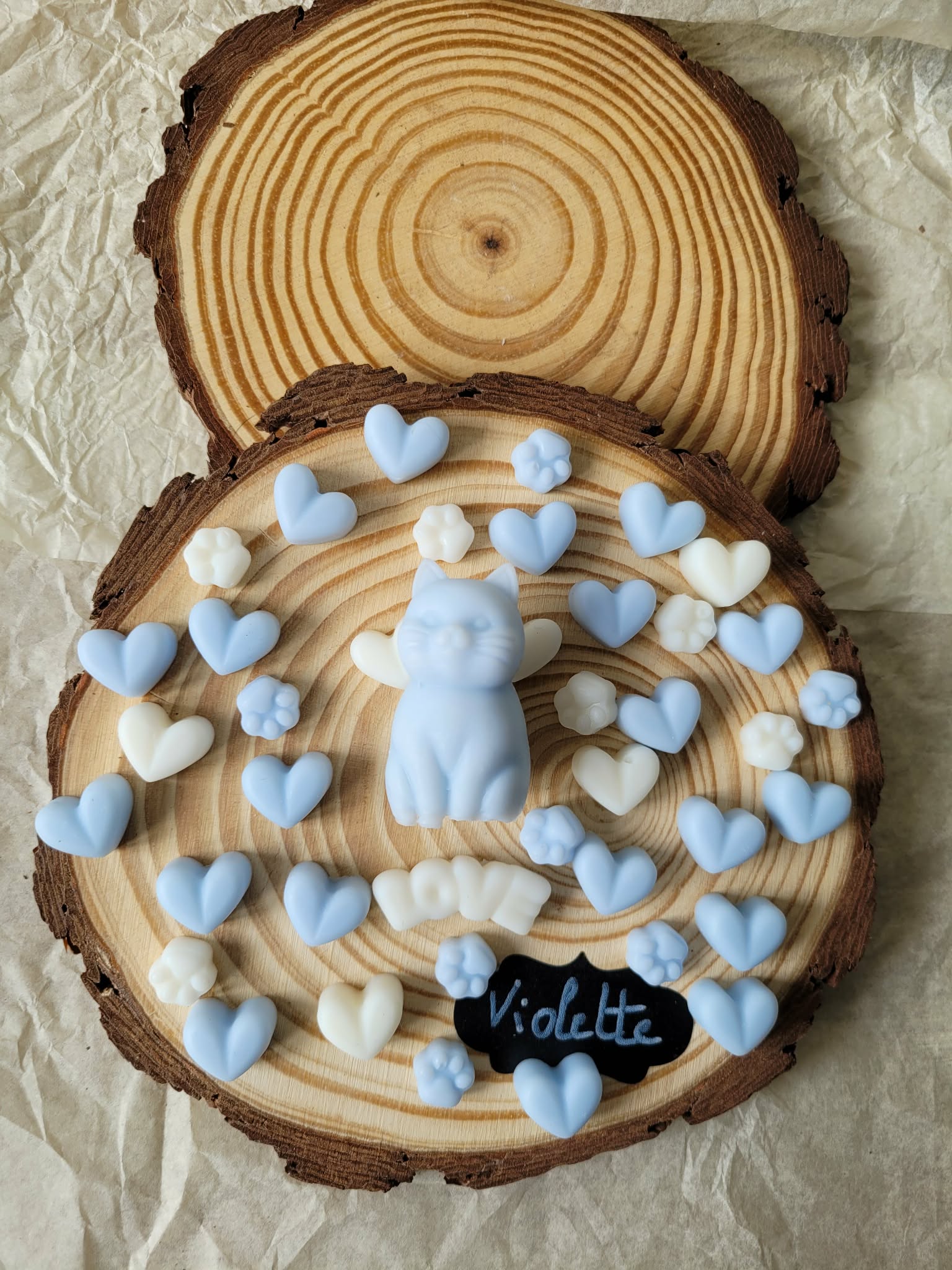 Fondants parfumés Cha'Chat et ses Mini Patounes 🐱🐾💜 Violette – 44g | Fabrication artisanale