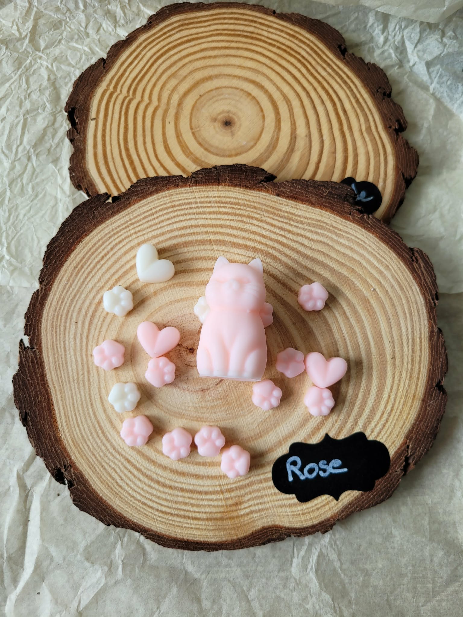 Fondants parfumés Cha'Chat et ses Minis Patounes 🐱🐾🌹 Rose – 19g | Fabrication artisanale